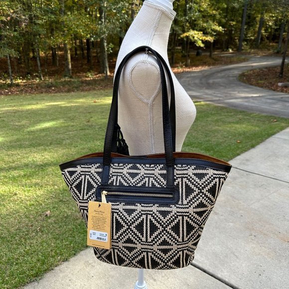 Patricia Nash Taureg Woven Marconia Tote Natural/Black P768519 NWT - Picture 3 of 14